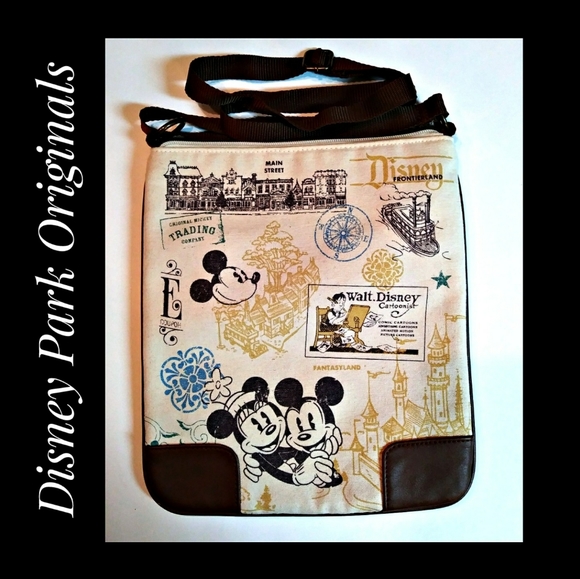Disney Park Canvas Crossbody Bag Mickey Minnie